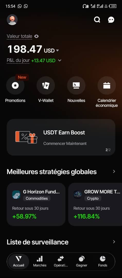 Résultat élève Gold Empire, solde 198 $