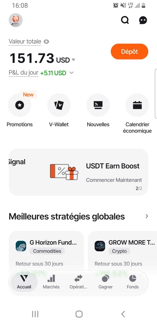 Résultat élève Gold Empire, solde 151 $